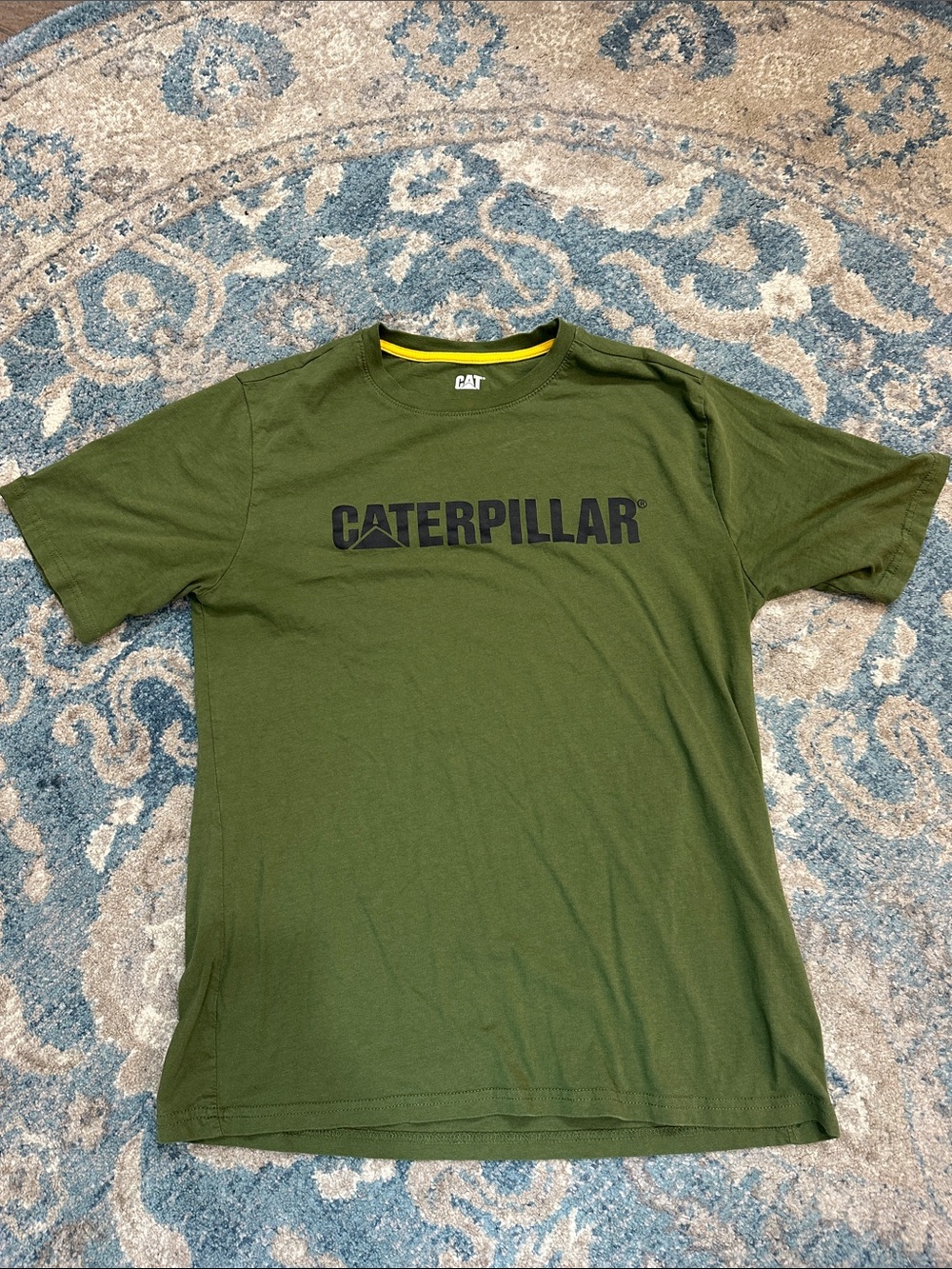 Caterpillar Olive Green Tee with Black Logo